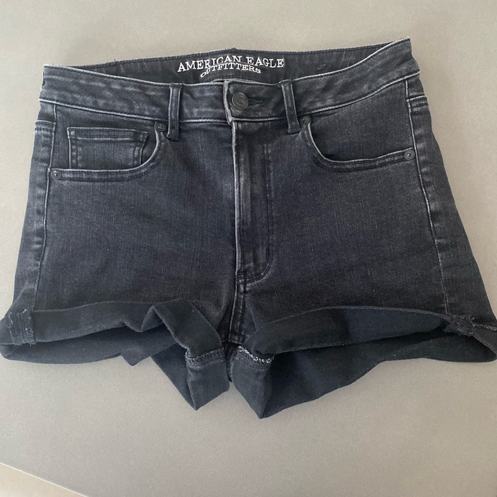 American eagle black shorts high rise super stretch
